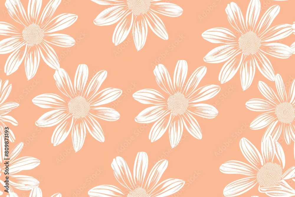 Beautiful Orange and White Daisy Pattern on Pink and White Flower Background, Floral Design Concept for Nature and Spring Themes Beautiful Orange and White Daisy Pattern on Pink and White Flower Background, Floral Design Concept for Nature and Spring Themes