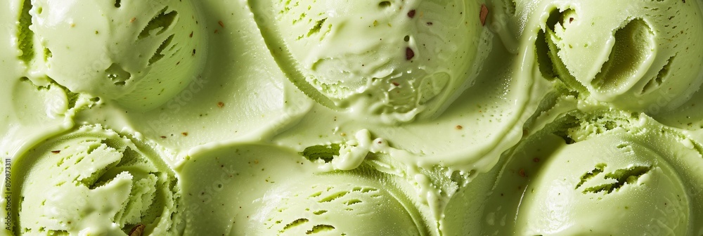 Obraz premium Immerse yourself in the vibrant green hues of pistachio ice cream, its creamy texture inviting