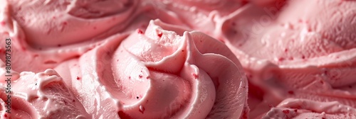 Immerse yourself in the creamy swirls of strawberry ice cream, its velvety texture and sweet aroma enchanting