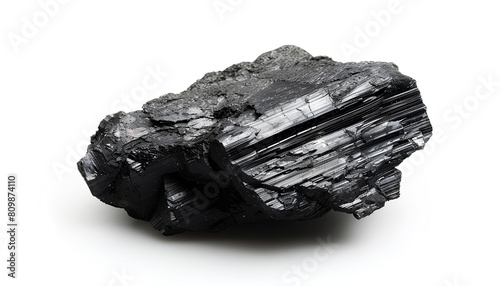 Piece of smoldering coal isolated on white