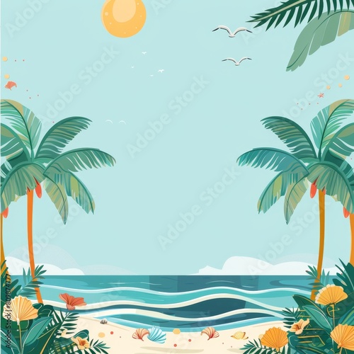 Minimalist Summer Travel Theme with Beach Pattern  