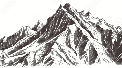 Mountain ridge or range hand drawn with contour lines