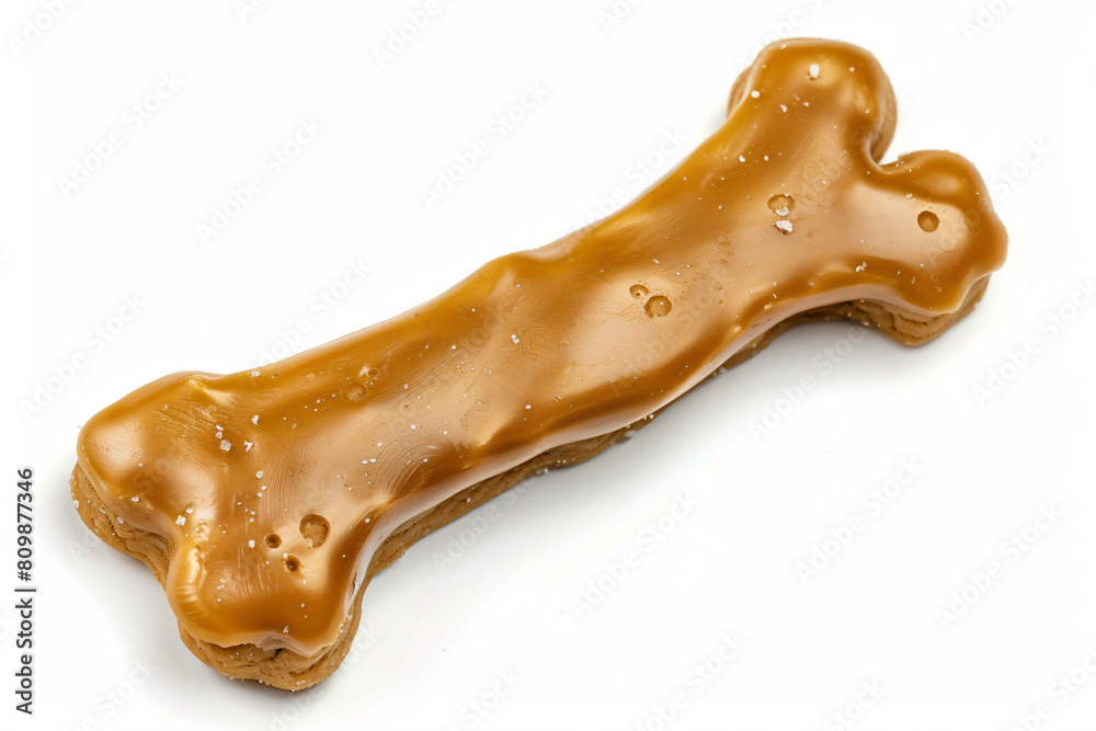 a dog bone shaped cookie with caramel on top a dog bone shaped cookie with caramel on top
