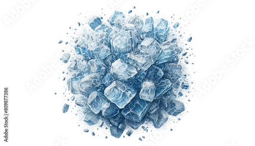 Fully Encompassing Colliding Ice Blocks in Blue and Clear Textures
