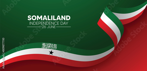 Somaliland Independence Day 26 June flag ribbon vector poster photo