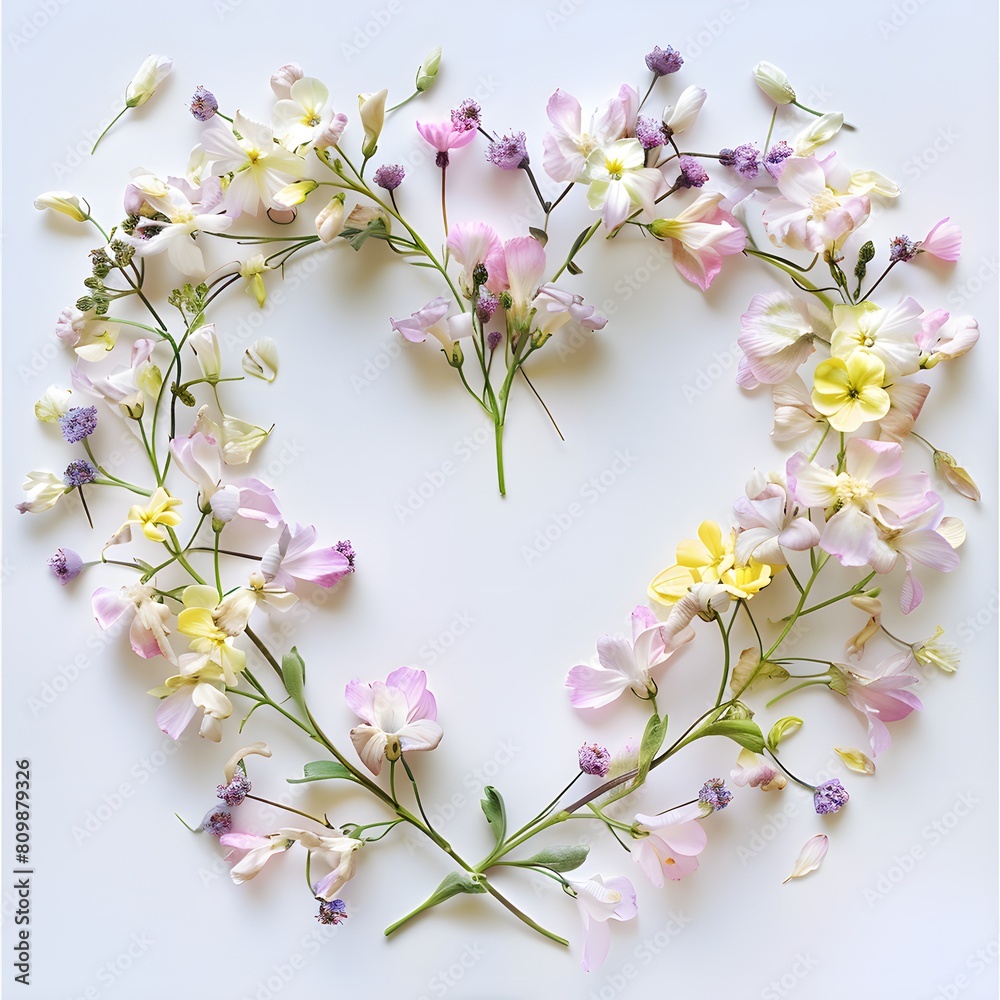 Obraz premium Greeting card. Floral frame in the shape of a heart. 