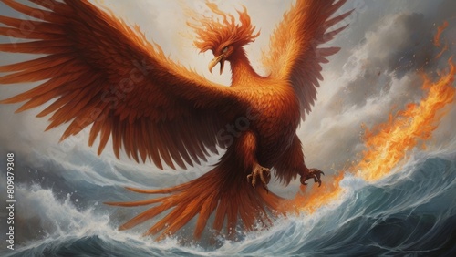 Eternal Flame Illustrate a mesmerizing scene of a phoenix