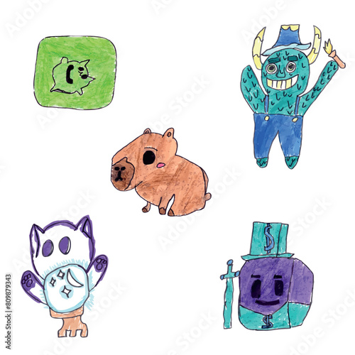 vector illustration of children's toys suitable for children's content, coloring books, children's stories, cartoon templates. 