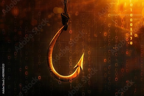 cyber deception fishing hook disguised as email icon warns of phishing scams concept illustration photo