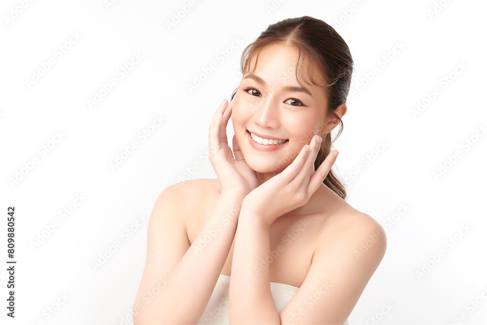 Beautiful young asian woman with clean fresh skin on white background, Face care, Facial treatment, Cosmetology, beauty and spa, Asian women portrait. Beautiful young asian woman with clean fresh skin on white background, Face care, Facial treatment, Cosmetology, beauty and spa, Asian women portrait.