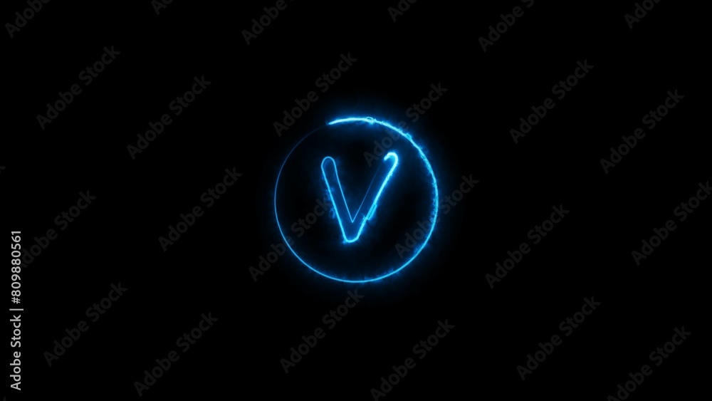 Abstract neon alphabet and neon circle icon illustration on black background. Abstract neon alphabet and neon circle icon illustration on black background.