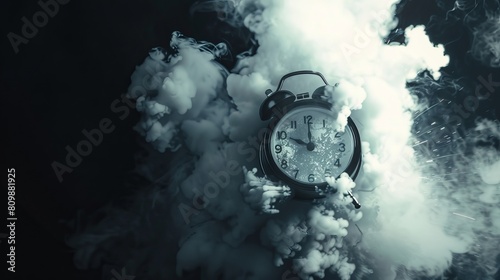 A high contrast image depicting a timebomb with smoke photo