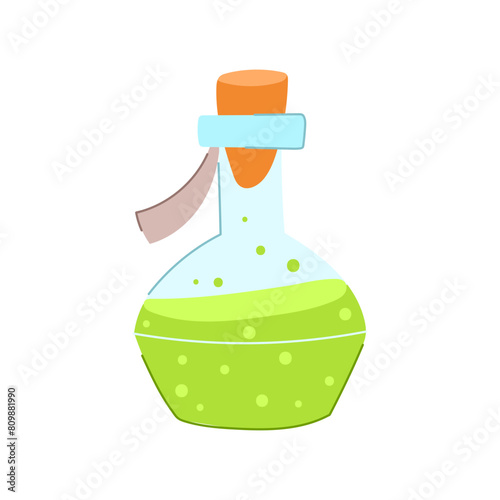 elixir potion bottle cartoon. alchemist medicine, lab drawing, line witch elixir potion bottle sign. isolated symbol vector illustration