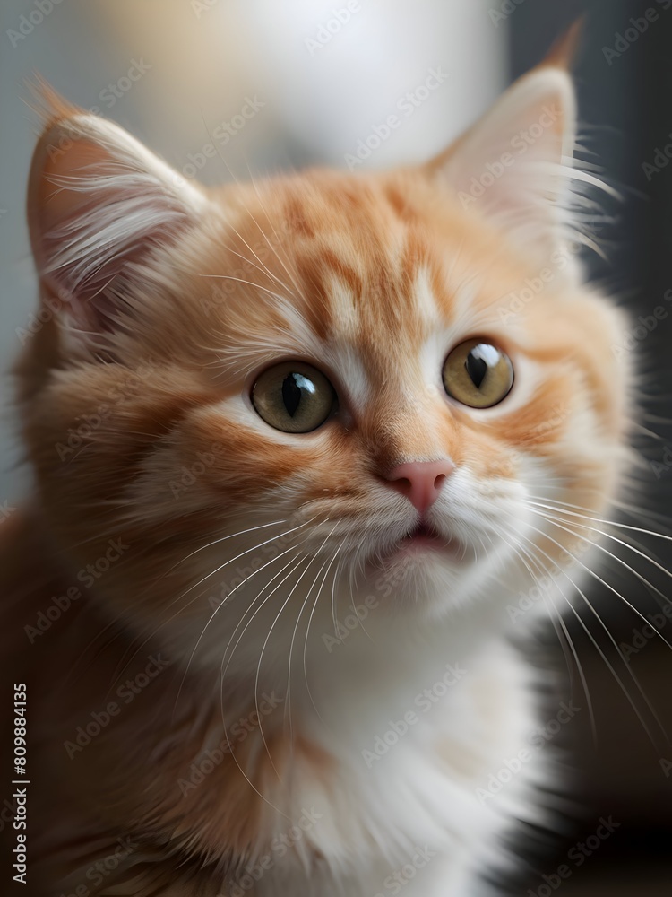 Fototapeta premium Tabby Ginger Cat Animal Realistic Photo Illustration Art 