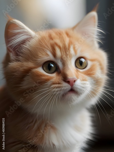 Tabby Ginger Cat Animal Realistic Photo Illustration Art 