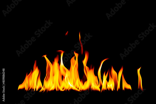 fire png burning flame Isolated on a black background