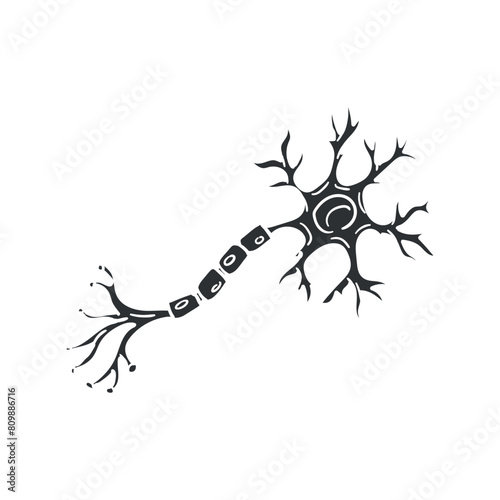 Neuron Icon Silhouette Illustration. human Body Vector Graphic Pictogram Symbol Clip Art. Doodle Sketch Black Sign.