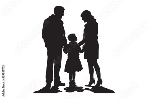 Old couple with Grandchildren silhouettes Vector. Grandparents with Grandchildren Silhouettes.