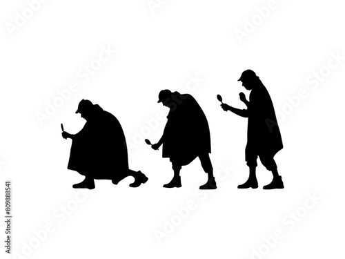 detective silhouette. detective vector design and illustration. detective silhouette isolated on a white background.