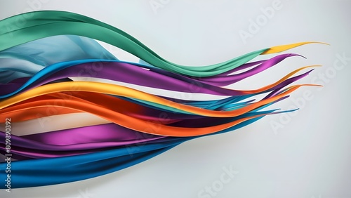 Dynamic ribbons of silk fluttering with vibrant hues