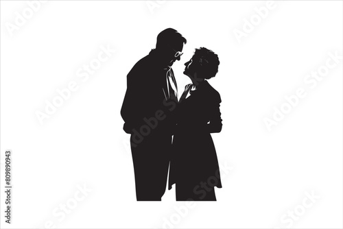 Old couple silhouettes Vector. 