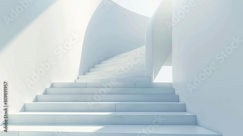 Abstract white background with stairs, in the style of vector illustration, minimalism, in the style of 3d rendering.