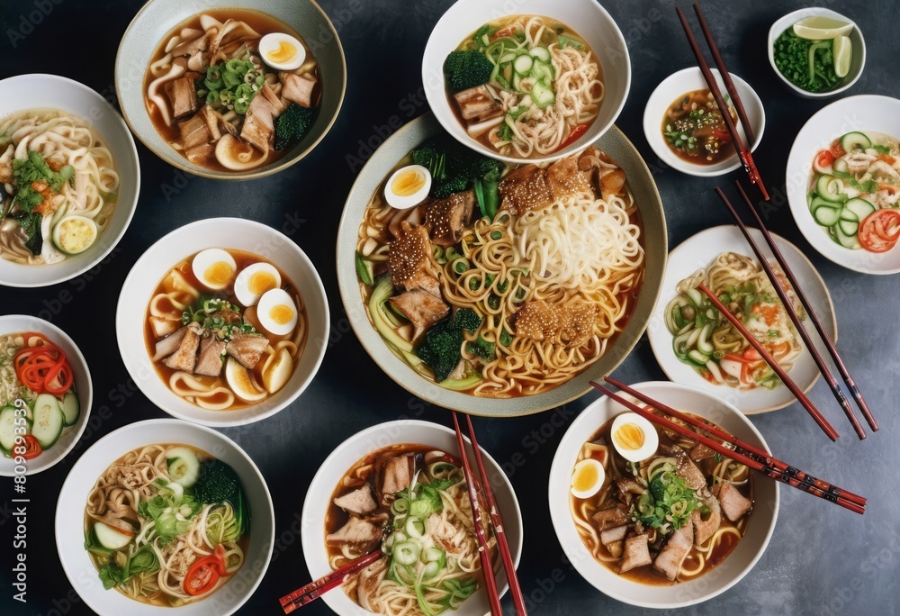 Tasty bowl of noodles with delicious toppings Tasty bowl of noodles with delicious toppings