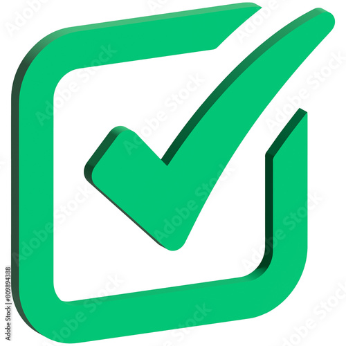 3d right icon, 3-dimension confirm and cancel sign of making agreement, positive symbol