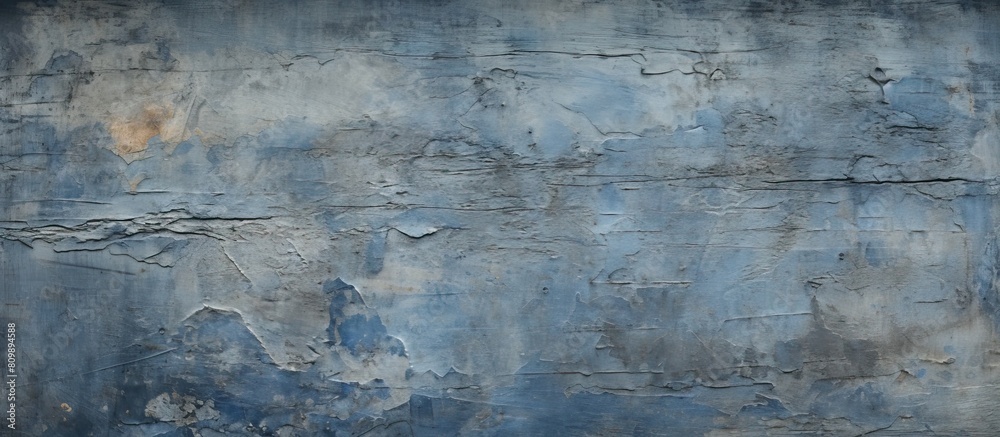 Obraz premium An aged blue cement floor with a rustic appearance and visible signs of wear Ample copy space available for additional elements in the image