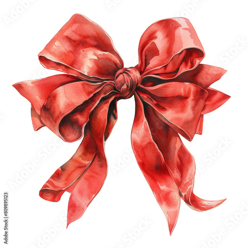 Red watercolor bow.