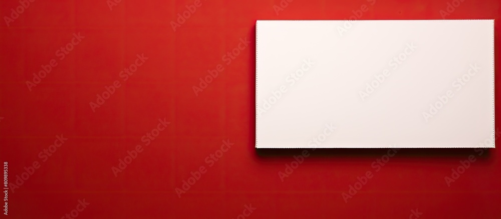 Fototapeta premium A copy space image showcasing a red background with a stop racism sign on top of a carton placard as seen from a top down perspective