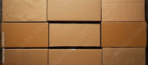 Isolated top view of an open cardboard box with copy space image