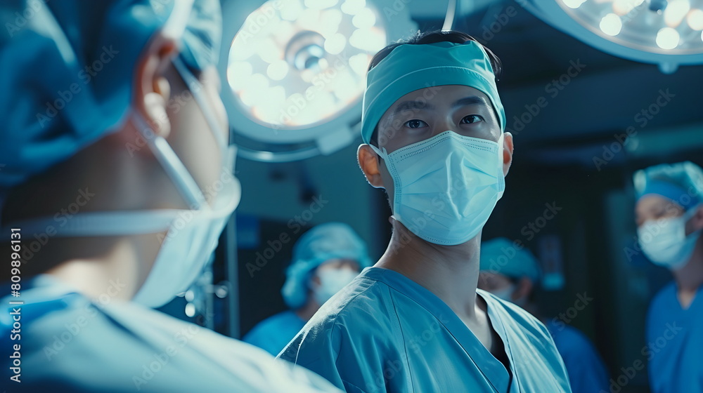 asian doctor in Surgeon Operating Room have a mask