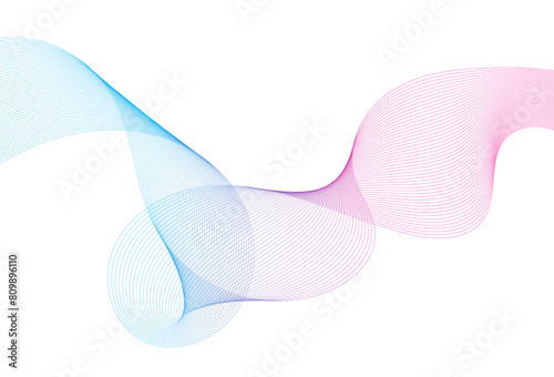 Abstract colorful wave lines on white background. Modern colorful wavy lines pattern design element. Wave lines art, Curved smooth design