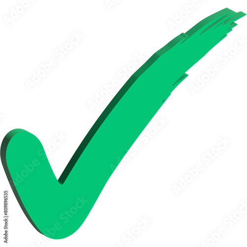 3d right icon, 3-dimension confirm and cancel sign of making agreement, positive symbol