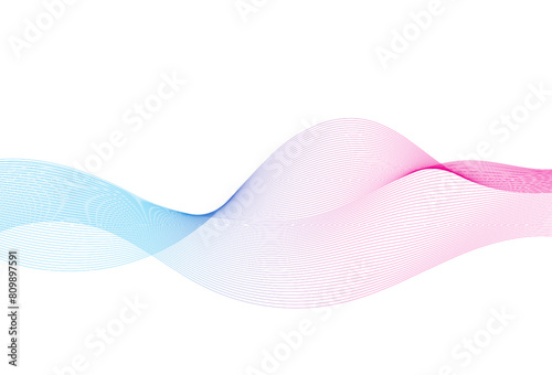 Abstract colorful wave lines on white background. Modern colorful wavy lines pattern design element. Wave lines art, Curved smooth design