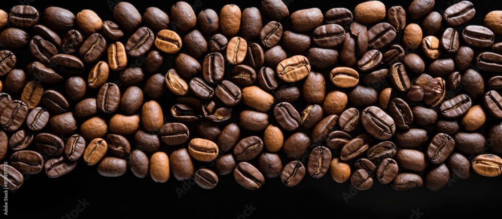 A high quality macro image of roasted brown and black coffee beans is isolated on a white background providing ample copy space for text A high quality macro image of roasted brown and black coffee beans is isolated on a white background providing ample copy space for text