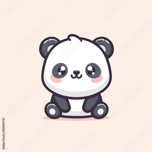 Vector panda isolated flat illustration