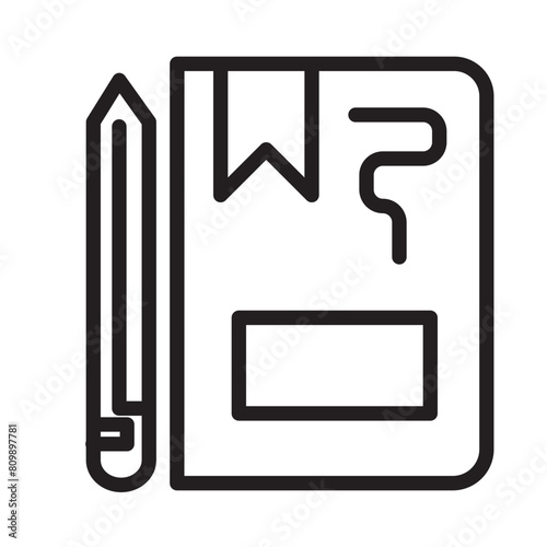 Book Note Paper Line Icon