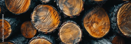 Intricate patterns and rich colors of circular cut tree logs  showcasing their natural beauty and unique texture