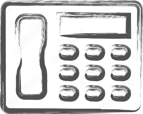 家電関連の筆書き単品イラスト　固定電話