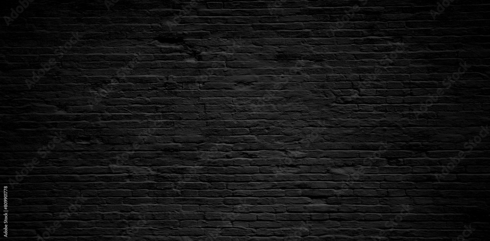 Black old brick wall urban Background or Texture