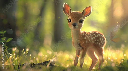 A cute baby deer in the forest © Camalia MN