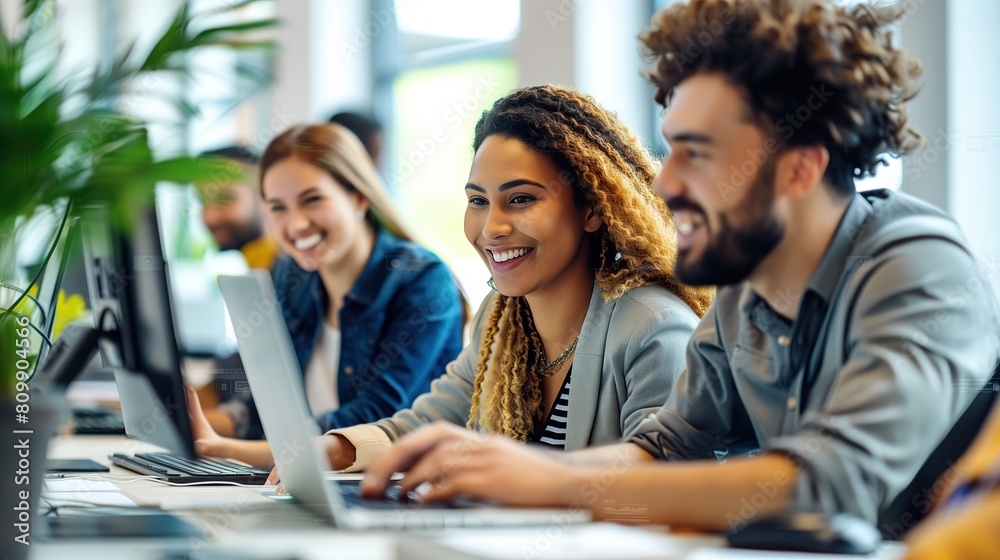 Group of business people and software developers working in office Group of business people and software developers working in office