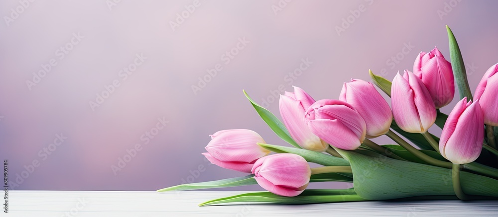 Pink tulips with copy space image for Mother s day Valentine s day or birthday celebrations Pink tulips with copy space image for Mother s day Valentine s day or birthday celebrations