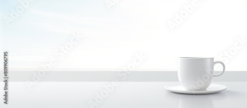A clean and simple copy space image featuring a white coffee cup set against a pristine white background