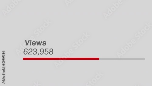 Live count social media white background low angle perspective animation