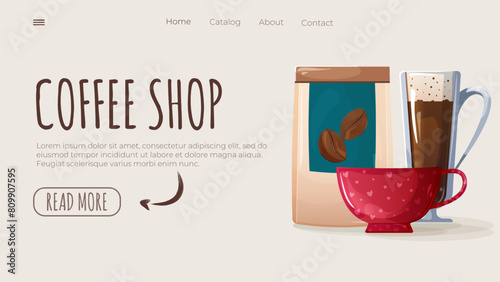 Online coffee shop. Website home page design

