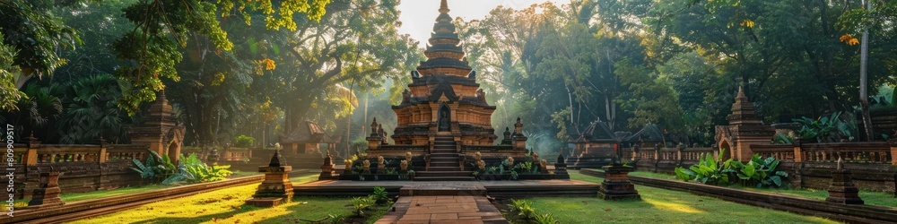 Serene Stupa Sanctuary Phra That Chae Haeng s Weathered Stones Whisper of Ancient Prayers Amidst