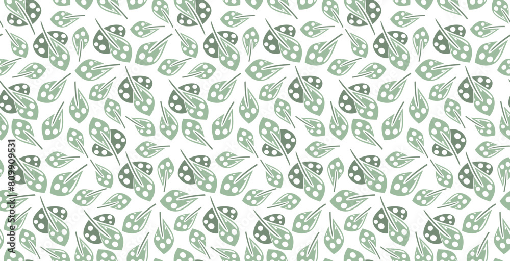 Vector seamless pattern with tropical leaf. Green leaves on white background. eco print Vector seamless pattern with tropical leaf. Green leaves on white background. eco print